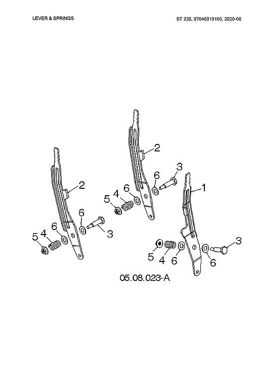 Husqvarna ST230-97046910100 lever & springs diagram