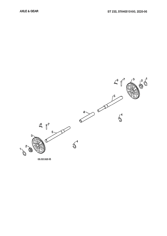 Husqvarna ST230-97046910100 axle & gear diagram