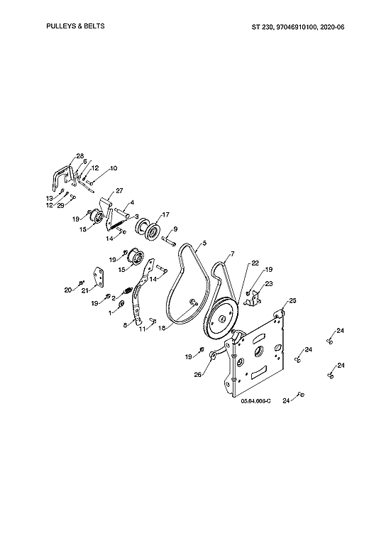 Husqvarna ST230-97046910100 pulleys & belts diagram