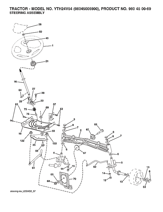 Husqvarna 96045006900 steering assy diagram