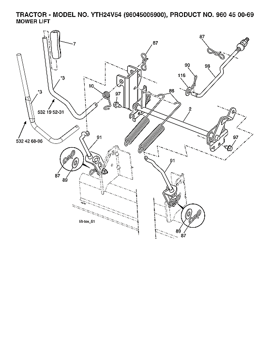 Husqvarna 96045006900 mower lift diagram