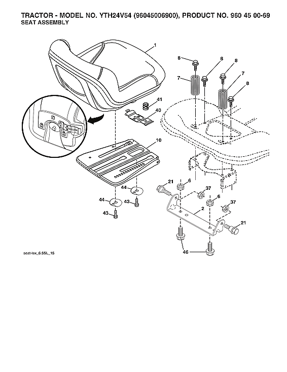 Husqvarna 96045006900 seat assy diagram