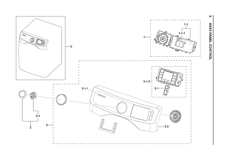 Samsung DV42H5200EW/A3-02 control panel assy diagram