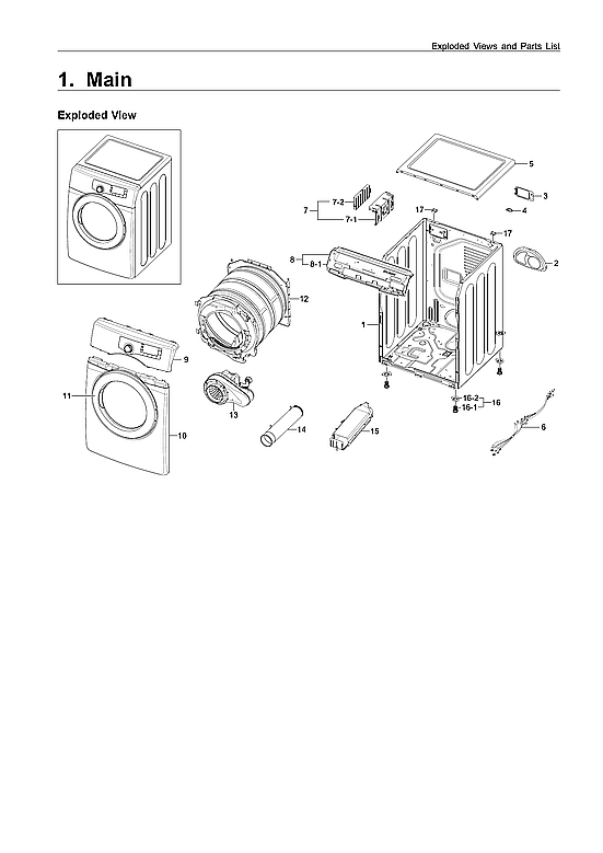 Samsung DV210AEW/XAA-01 main assy diagram