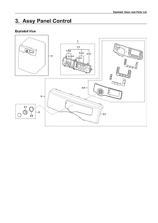 Samsung DV210AEW/XAA-01 control panel assy diagram