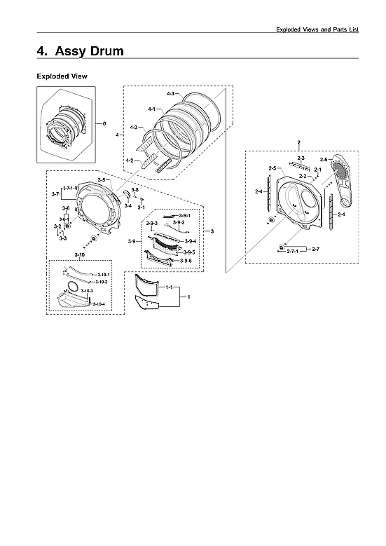 Samsung DV210AEW/XAA-01 drum assy diagram