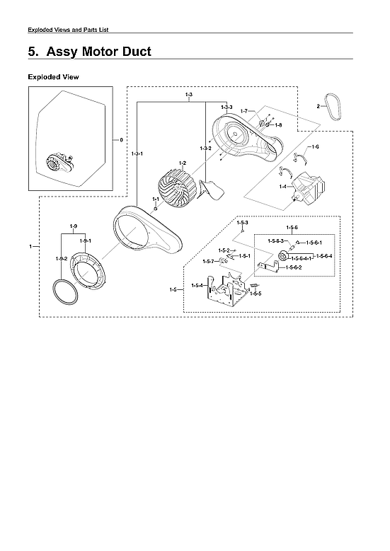 Samsung DV210AEW/XAA-01 motor duct assy diagram