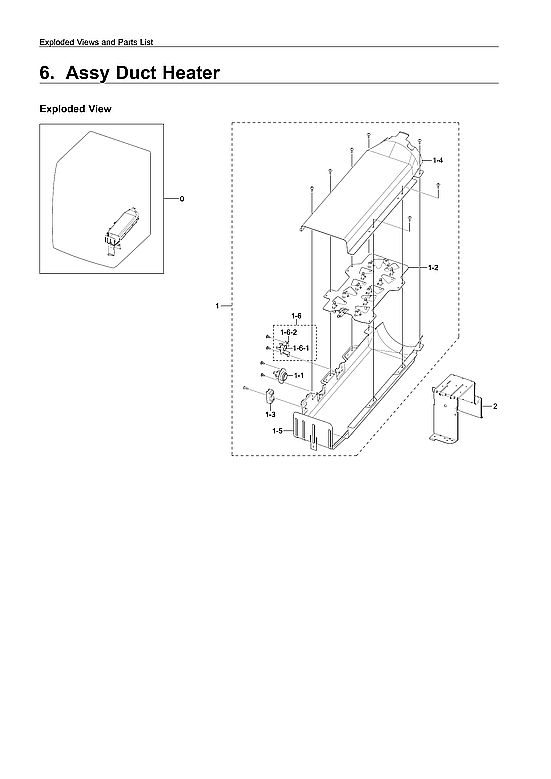 Samsung DV210AEW/XAA-01 heater duct assy diagram
