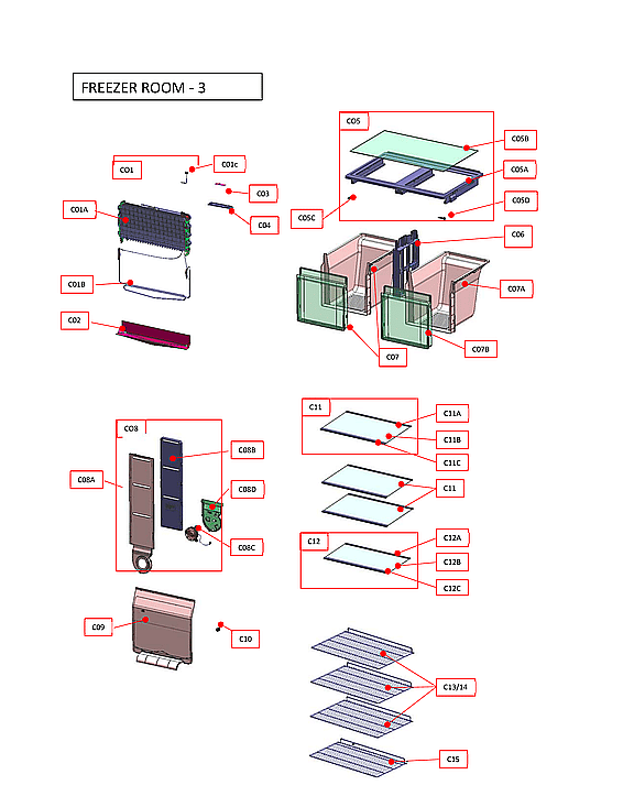 Criterion CUF208WD1W freezer room diagram