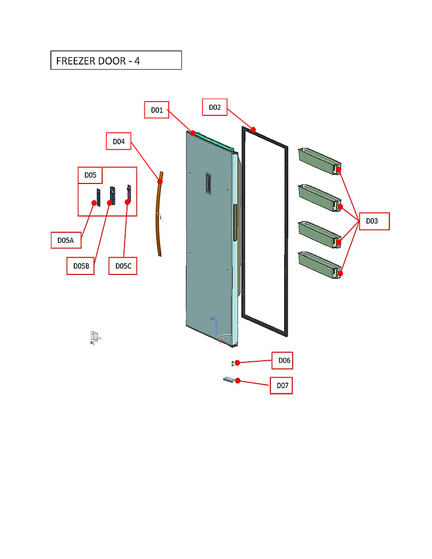 Kenmore KLFU018AWD0 freezer door diagram