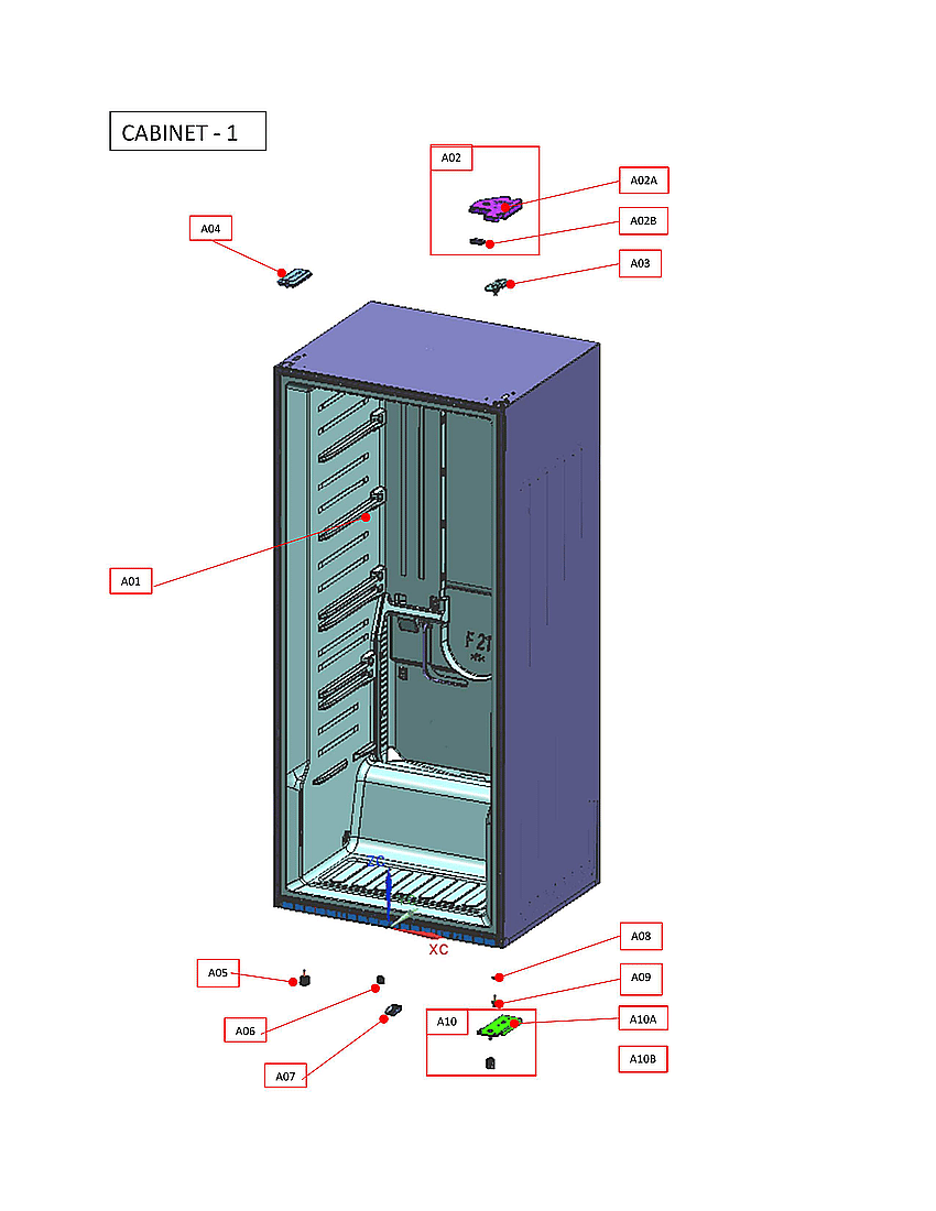 Kenmore KRFU015AWD0 cabinet diagram