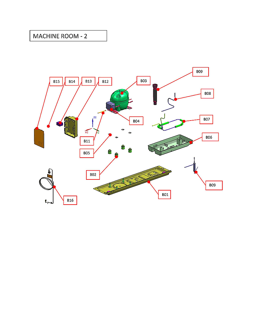 Kenmore KRFU015AWD0 machine room diagram