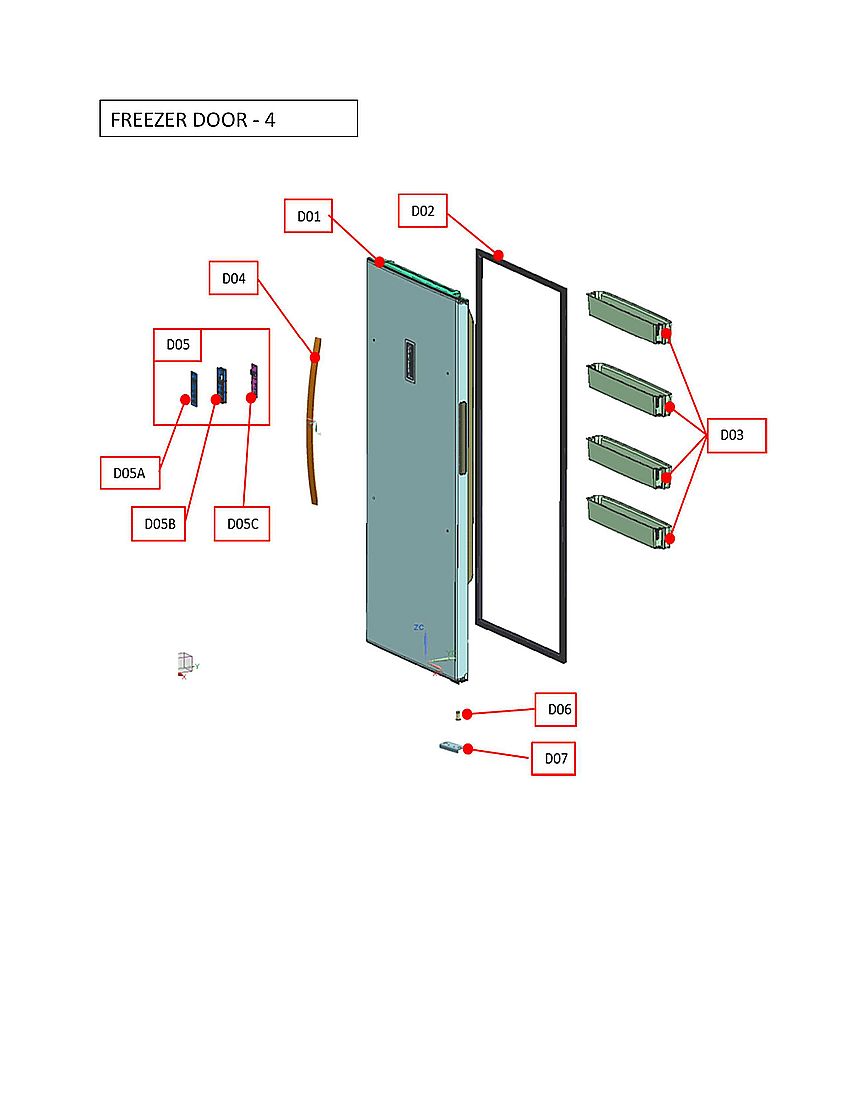 Kenmore KRFU015AWD0 freezer door diagram