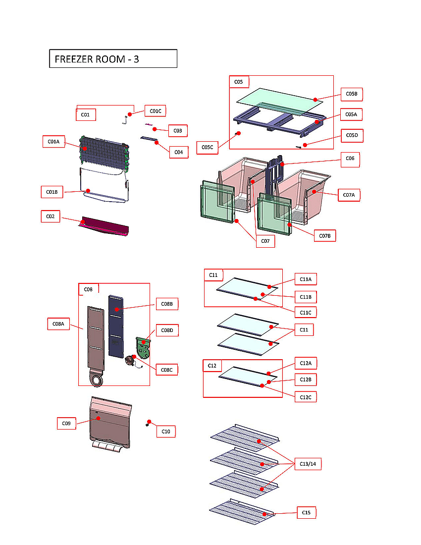 Kenmore KRFU018AWD0 freezer room diagram