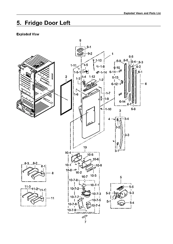 Samsung RF323TEDBSR/AA-00 left refrigerator door diagram