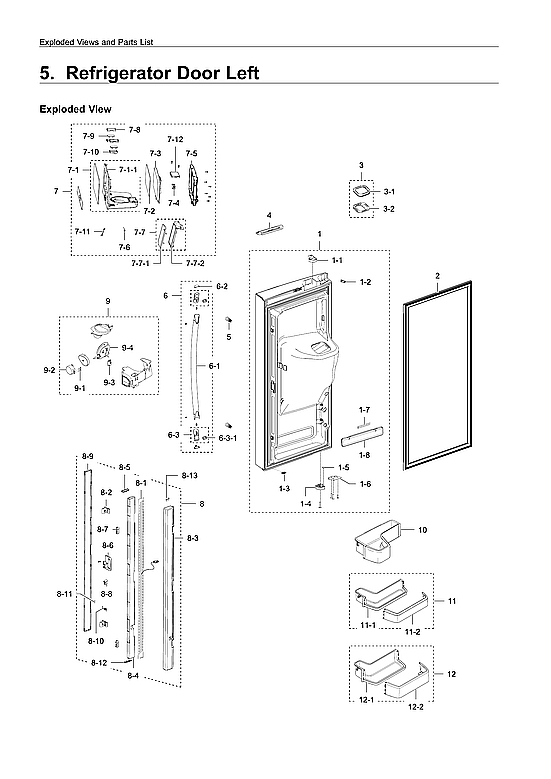 Samsung RFG298HDRS/XAA-01 left refrigerator door diagram