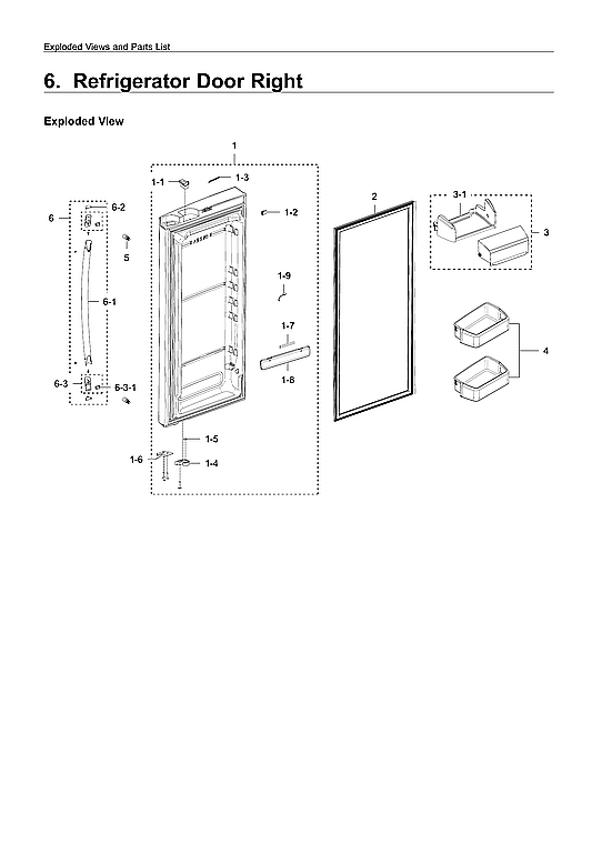 Samsung RFG298HDRS/XAA-01 right refrigerator door diagram