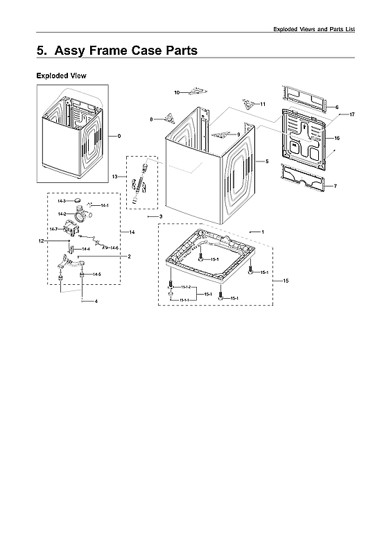 Samsung WA54R7600AV/US-00 frame case parts diagram