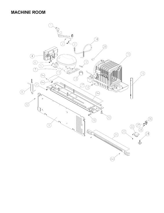 Winia WTE18GBTTD machine room parts diagram
