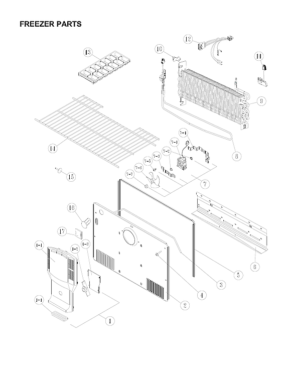 Winia WTE18GBTTD freezer parts diagram