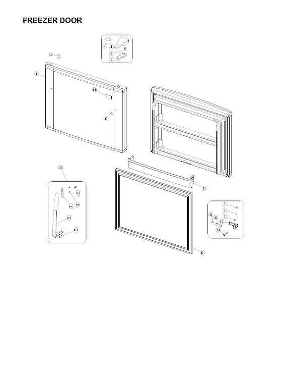 Winia WTE18GBTTD freezer door parts diagram