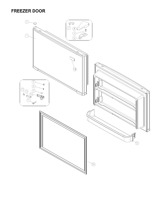 Winia WTE18GBTTD freezer door parts diagram