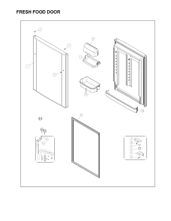 Winia WTE18GBTTD fresh food door parts diagram