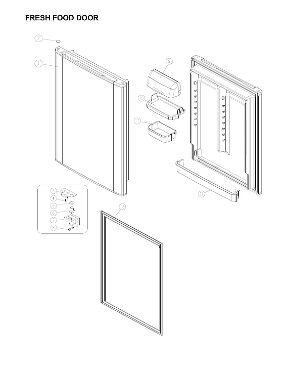 Winia WTE18GBTTD fresh food door parts diagram