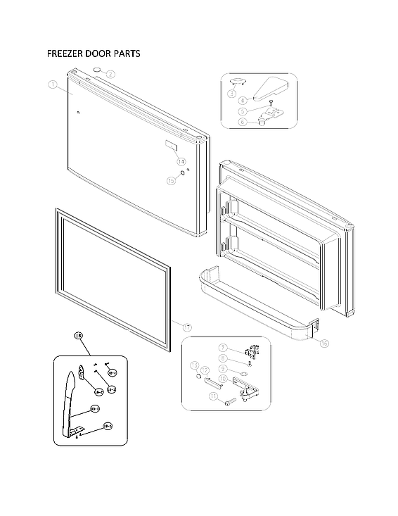Winia WTE21HBWCD00 freezer door parts diagram