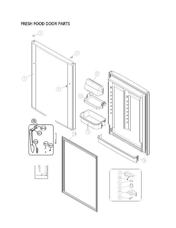 Winia WTE21HBWCD00 fresh food door parts diagram