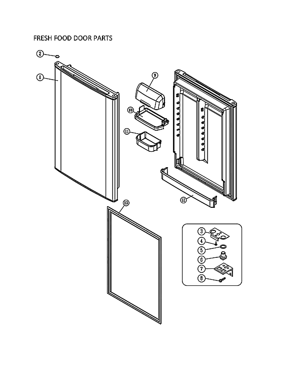 Winia WTE21HBWCD00 fresh food door parts diagram