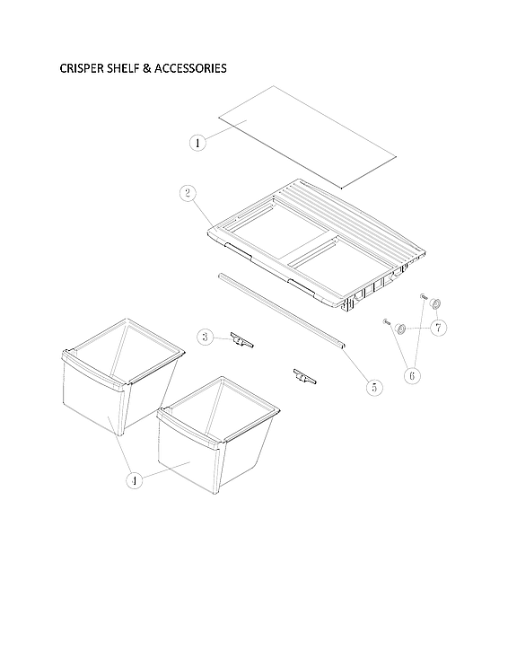 Winia WTE21HBWCD00 crisper shelf & accessories diagram