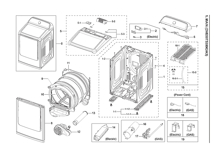 Samsung DVE50T5300C/A3-00 main assy diagram