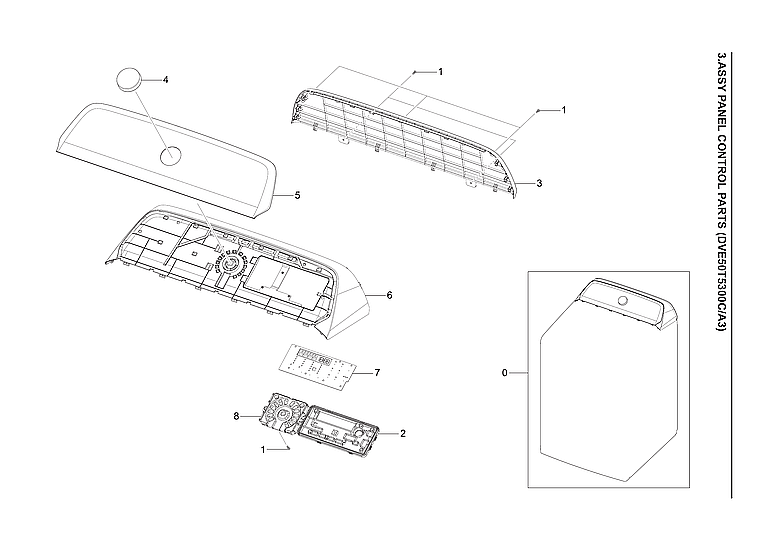 Samsung DVE50T5300C/A3-00 control panel assy diagram