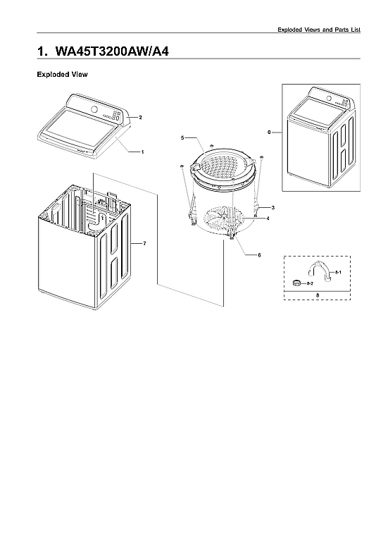 Samsung WA45T3200AW/A4-00 main unit assy diagram