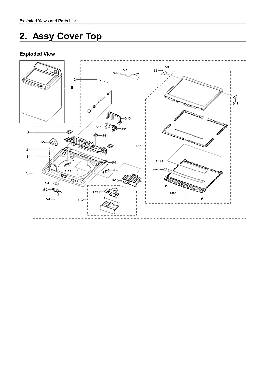 Samsung WA45T3200AW/A4-00 top cover assy diagram