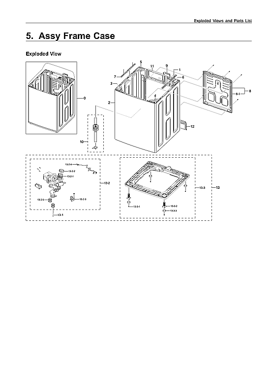 Samsung WA45T3200AW/A4-00 frame case assy diagram