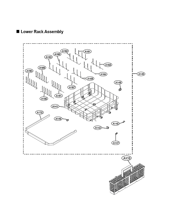 LG LDP6810BD/00 lower rack assy diagram