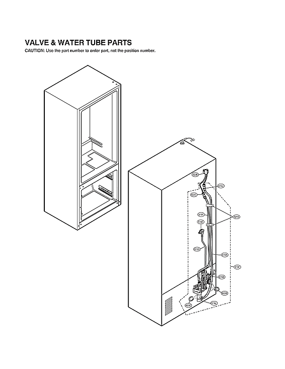 LG LRFXC2416S/00 valve & water tube parts diagram