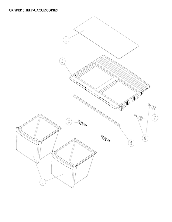Criterion CTMR182WD1B crisper shelf & accessories diagram