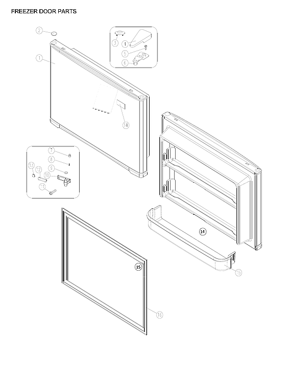 Criterion CTMR208WD1W freezer door parts diagram