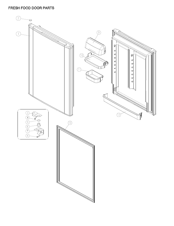 Criterion CTMR208WD1W fresh food door parts diagram