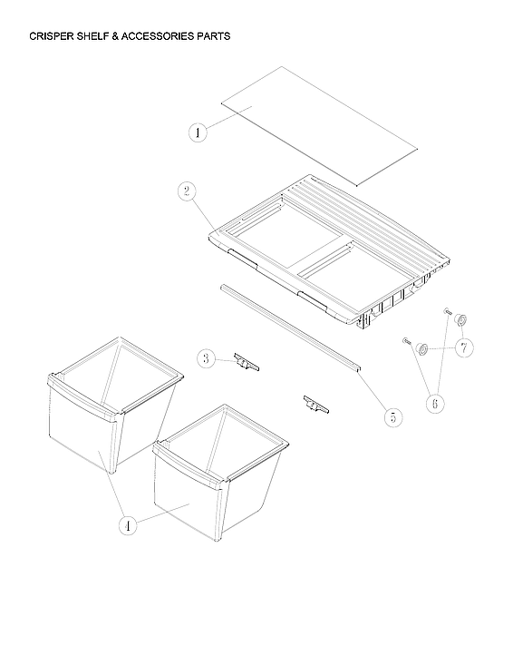 Criterion CTMR208WD1W crisper shelf & accessories parts diagram