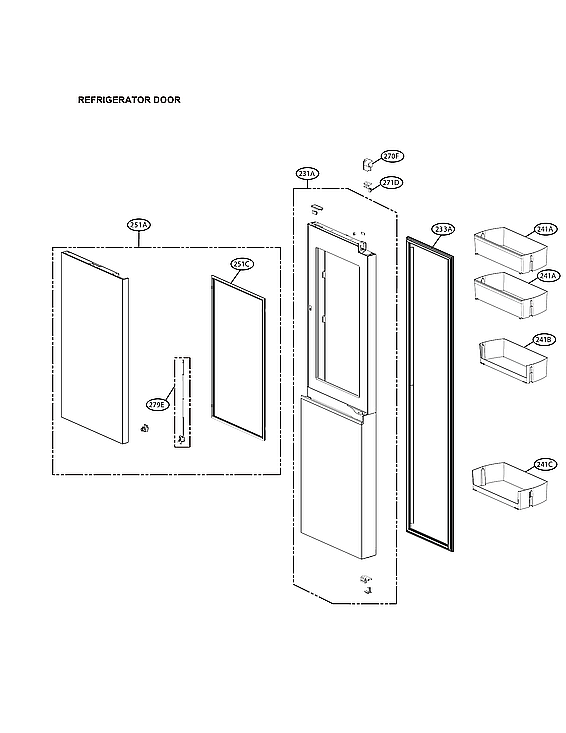 LG LRSDS2706S/00 refrigerator door parts diagram