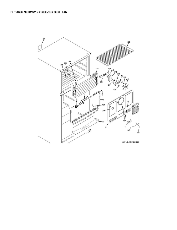 Hotpoint HPS16BTNERWW freezer section diagram