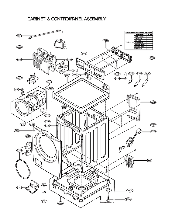 LG WM3670HVA/01 cabinet & control panel assy diagram