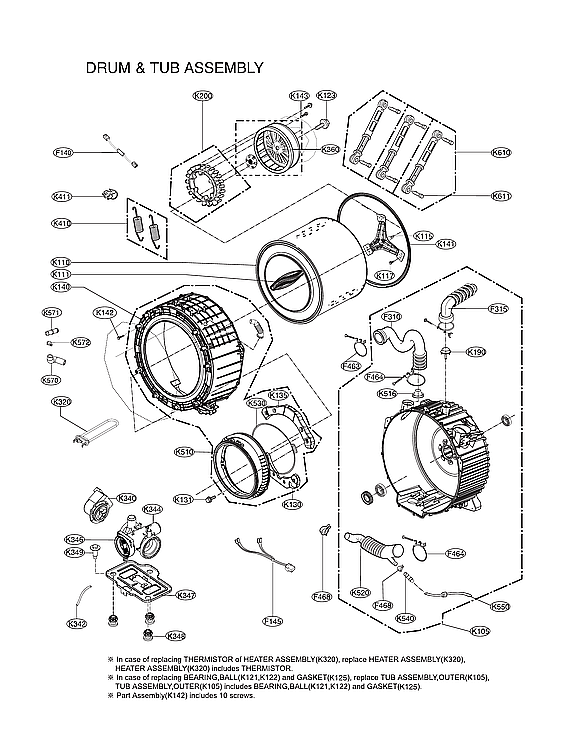 LG WM3670HVA/01 drum & tub assy diagram