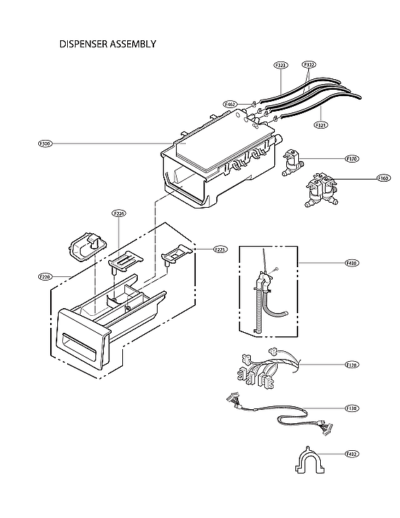 LG WM3670HVA/01 dispenser assy diagram