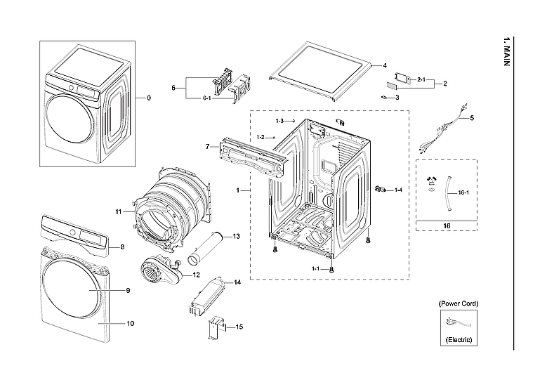 Samsung DVE45A6400W/A3-00 main assy diagram
