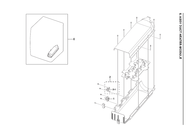 Samsung DVE45A6400W/A3-00 heater duct module assy diagram